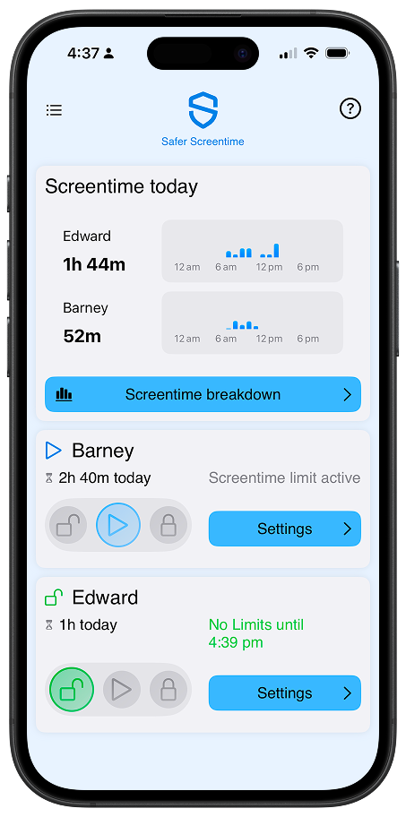 Safer Screentime Parent Dashboard